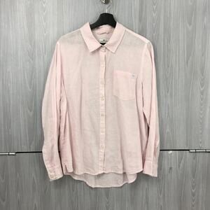 Vineyard Vines Pink-White Stripe 100% Linen Relaxed Fit Button-Down Shirt Top 12